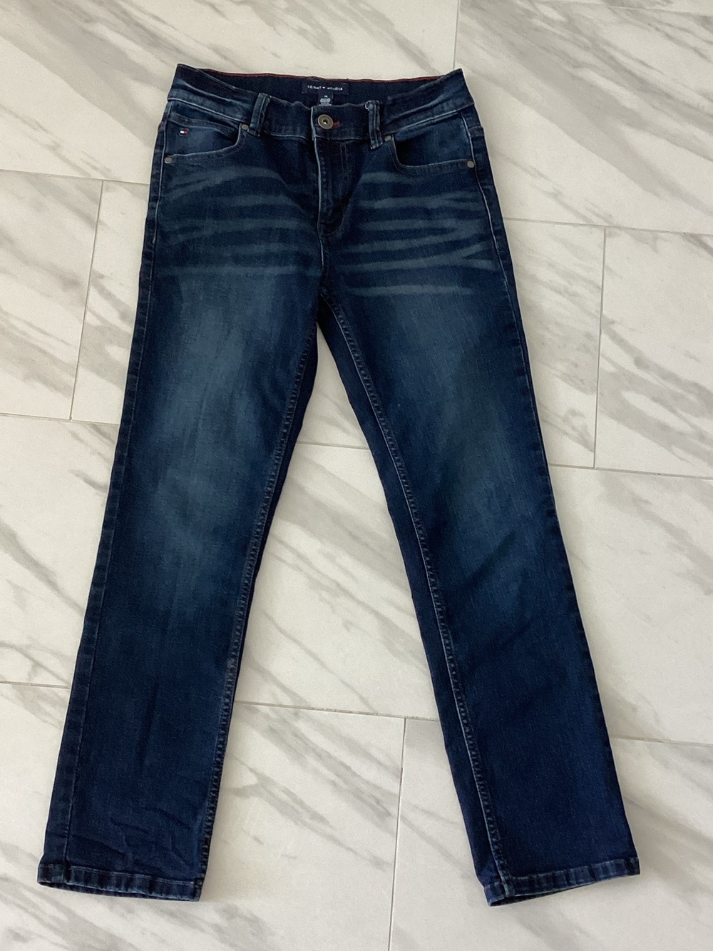 NWOT. For boys. Tommy Hilfiger Navy Blue Denim Jeans with Red Accent